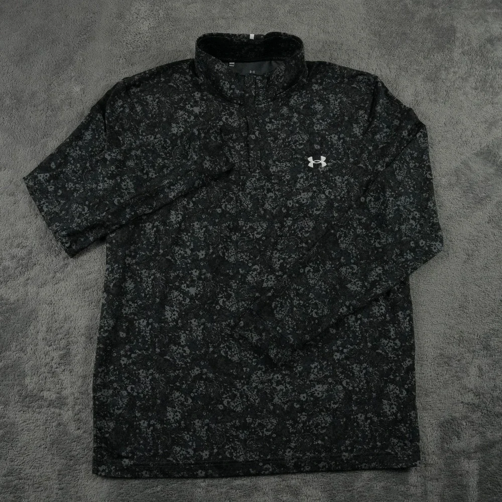 Under Armour 1/4 Zip Pullover Mens Small Black Camo Golf Long Sleeve Performance